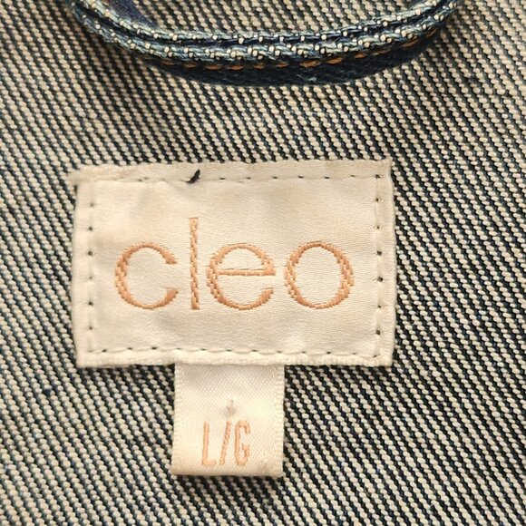 [L] Cleo Cotton Denim Jacket with 4 Pockets Women's Size Large Button Front - Picture 10 of 14